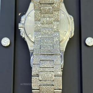 Silver Moissanite Diamond Full Iced Diamond Stylish <b>Waterproof</b> Quartz Movement Luxury Bling Fashion <b>Watch</b> for Casual Looks - Product Image 4