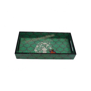 ถาดไม้สี่เหลี่ยมพร้อมที่จับสำหรับเสิร์ฟอาหารผลไม้ขนมกาแฟ - Product Image 3