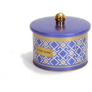 Diseño de patrón sin costuras de 1.3L, Líneas geométricas, perilla de fondo azul, mango de 140mm, contenedor y almacenamiento de alimentos redondo de Metal - Product Image 4