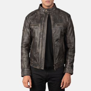 Nueva chaqueta de cuero Premium de moda genuina Bomber de gran tamaño suelta impermeable a prueba de viento frente motocicleta hombres invierno OEM - Product Image 4