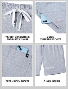 กางเกงขาสั้นผู้ชายทรงสปอร์ตกางเกงสเวตเตอร์ผ้าคอตตอนสำหรับ100% ทรงลีโมผ้ายืดปิดเอวยางยืดสีเข้มสีอ่อน - Product Image 3