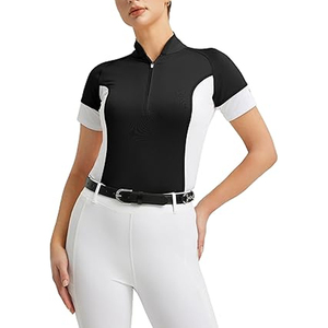 Camiseta Deportiva de Manga Corta para Mujer, Cómoda, para Montar a Caballo, Ropa Deportiva Ecuestre - Product Image 1