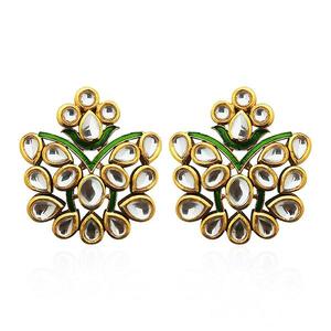 Kriaa Kundan Fine <b>Dangle</b> <b>Earrings</b> 1306317B <b>Gold</b> Plated Dangler Jewelry - Product Image 1