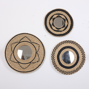 Miroirs muraux en herbe de mer faits à la main, vente rapide, miroir en raphia d'herbe de mer, décoration intérieure - Product Image 5