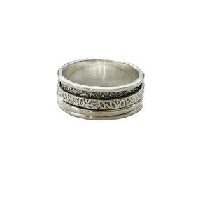 Bagues tournantes en argent sterling 925 tendance, bague tournante vintage en argent sterling 925 avec motif végétal, bague unisexe à bande unie, cadeau - Product Image 1