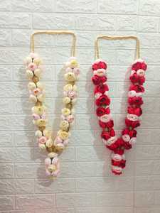 Floral <span class=keywords><strong>Varmala</strong></span> <span class=keywords><strong>Wedding</strong></span> <span class=keywords><strong>Garlands</strong></span> Pair Jaimala, Sagan Mala & Bride Groom Honor Mala人工花柄結婚式ガーランドカップルハール