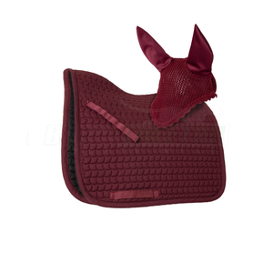 Venta al por mayor de fábrica, almohadillas personalizadas de Color granate para montar a caballo, logotipo de caballo de salto bordado, tela de algodón polialgodón - Product Image 1