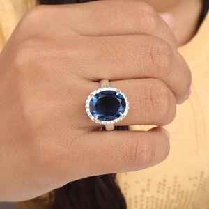 Bague Cœur en Topaze Bleue de Londres en Argent Sterling Plaqué Rhodium, Bijou de Luxe Pierre de Naissance de Février, Cadeau pour Femme, Vente en Gros - Product Image 1