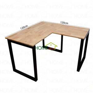 Escritorio Ejecutivo Minimalista en Forma de L de 1.4m X 1.4m, Madera de Caucho con Patas de Hierro, Requiere Ensamblaje - Product Image 1