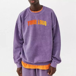 Wholesale 100% Cotton Street wear Acid Wash Sweatshirts Oversize Loose Fit Men Sweat <b>Shirt</b> Blank Custom Printed Men Sweatshirt - Product Image 1
