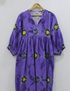 New Arrival Bohemian Long <b>Maxi</b> <b>Dress</b> for Women Purple Tie-Dye Digital Printed <b>Chiffon</b> V-neck Cotton Ties - Product Image 3