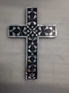 Handmade Wooden Holy Cross Wall Hanging Mother of Pearl Inlay for Home Christmas Baptism or Anniversary Decorations - Product Image 4