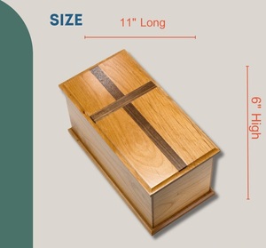 Urna Funeraria Extra Grande de Madera de Aliso con Cruz de Nogal para Cenizas, Artículos Funerarios de Madera - Product Image 3