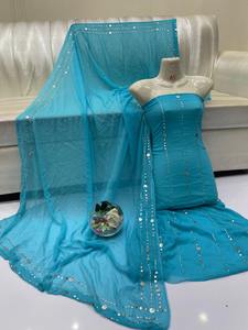 Traje Tradicional Pakistaní Mukesh Work, Diseño Elegante, Traje de Dos Piezas de Chifón sin Costuras con Dupatta para Bodas - Product Image 6