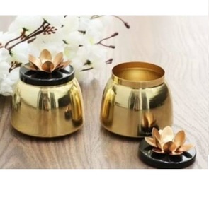 Top Trending Product Home Kitchenware <b>Decorative</b> Eco-Friendly Gold Plated Metal Storage Canisters With Bird Design <b>Lid</b> - Product Image 3