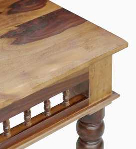 Table à manger rectangulaire avec pieds tournés finition rustique style tablier à lattes - Product Image 4