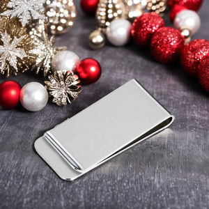 Onun ve onun için toptan gümüş klip Metal para kıskacı ince cep para klip - Product Image 6