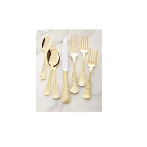 Couverts de Restaurant de haute qualité poignée épaisse en relief Design Royal Design élégant en acier inoxydable or poli couverts - Product Image 1