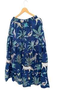 Premium <b>Navy</b> <b>Blue</b> Flared <b>Skirt</b> with Elegant Jungle & Wildlife Print, Soft Fabric, Comfortable Elastic Waist for Daily use - Product Image 4