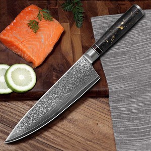 Venta al por mayor pedidos a granel personalizados OEM ODM servicio profesional japonés mango de fibra de carbono Damasco cocina Chef cuchillo - Product Image 6