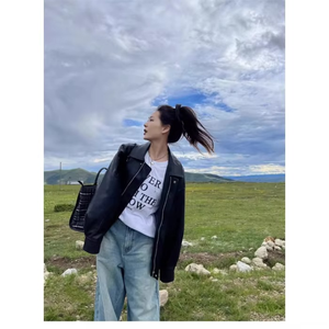 Veste en cuir PU noir et marron pour homme, style rétro de Hong Kong, nouvelle collection d'hiver, veste de moto décontractée, imperméable, fermeture éclair sur le devant - Product Image 3