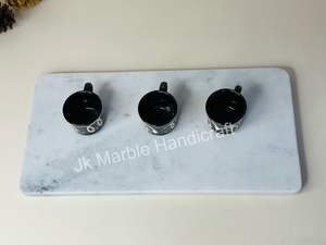 Bandeja de servicio de mármol blanco natural hecha a mano más vendida, técnica de piedra pulida para servicio de habitaciones, servicio de comida, venta al por mayor - Product Image 3