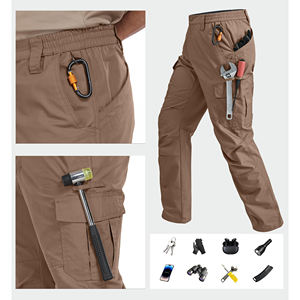 กางเกงคาร์โก้เดินป่าสำหรับผู้ชาย น้ำหนักเบา แห้งเร็ว ระบายอากาศได้ดี กางเกงยุทธวิธีกลางแจ้ง มีกระเป๋าหลายช่อง กางเกงสำหรับตั้งแคมป์ - Product Image 4