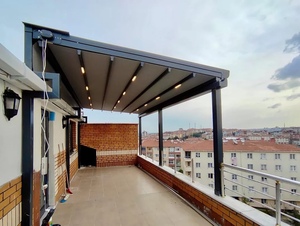 Pérgola Retráctil Motorizada Eléctrica Ecológica Moderna de Aluminio con Techo de Lamas para Patio Exterior, Gazebo, Pabellón - Product Image 4