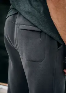 Pantalones de chándal grises de lana de algodón pesado para clima frío invierno hombres Jogger pantalones casuales con bolsillos laterales - Product Image 5