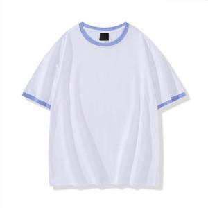 Camiseta de 210g de peso pesado 100% algodón para hombre, camiseta de manga corta personalizable con contraste de color Ringer, camisas para hombre, servicio OEM - Product Image 1