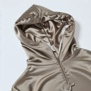 Sudaderas con capucha forradas de seda satinada personalizadas Sudadera con capucha de gran tamaño para hombre Sudadera con Capucha forrada de seda satinada - Product Image 6