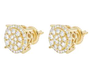 ต่างหูแบบกลมที่สง่างามทำจากทองคำ10K สีเหลืองพร้อมเครื่องประดับเพชรระดับพรีเมี่ยมสำหรับปลูกในโอกาสพิเศษ - Product Image 4