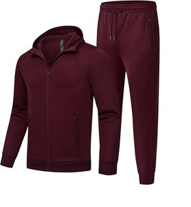 ชุดวอร์มผู้ชายสำหรับฤดูหนาว ระบายอากาศได้ดี ชุดออกกำลังกายแบบมีซิป เสื้อแจ็คเก็ต กางเกงจ็อกเกอร์ 2 ชิ้น ชุดกีฬาวิ่ง - Product Image 1