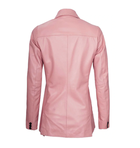 Chaqueta ajustada de cuero genuino 100% para mujer, chaqueta de negocios de alta calidad con un solo pecho, bolsillos con forro transpirable para invierno - Product Image 6