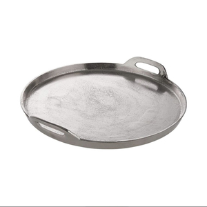 Elegante Bandeja Ovalada de Aluminio Plateado con Asas, Bandeja Decorativa de Metal Hecha a Mano para Servir en la Mesa, para Decoración del Hogar - Product Image 4