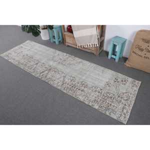 พรมวินเทจ ขนาด 2.5x8.3 ฟุต สีเทาน้ำตาล ลายพิมพ์นามธรรม พรมขนสัตว์ตุรกี - Product Image 2