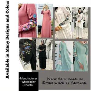 Meilleures ventes de produits islamiques à prix d'usine belles Collections Abaya broderie à la main et dentelle avec écharpes assorties