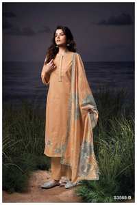 ผ้าคอตตอนพิมพ์ลายปักสไตล์ซาลวาร์ Kameez แคตตาล็อกแบบเต็มสำหรับงานปาร์ตี้ - Product Image 3