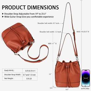 Sac seau imperméable en cuir marron de luxe Style vintage sac à main à bandoulière femmes Durable mode fourre-tout fermeture à glissière pour le bureau - Product Image 5