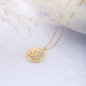 Collar con Colgante de Diseño de Copo de Nieve y Árbol de Pino, Joyería Turca Hecha a Mano al por Mayor, Plata de Ley 925 - Product Image 2