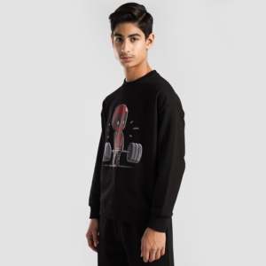 Sweat-shirt brodé 3D Deadpool, 100% coton tricoté, motif uni, taille unique et tailles XXS-6XL disponibles, noir - Product Image 1