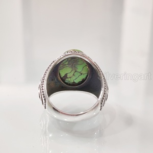 Wholesale <b>Mens</b> <b>Ring</b> Natural Green Copper Turquoise Gemstone December Birthstone <b>Ring</b> Gypsy Fine Jewelry 925 Sterling <b>Silver</b> <b>Ring</b> - Product Image 5