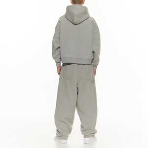 Survêtement décontracté unisexe en molleton polyester/coton personnalisé, fermeture éclair intégrale, coupe régulière, poids lourd, sweat-shirt et pantalon de jogging - Product Image 6