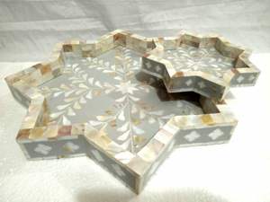 PRODUCTS BONE INLAY <b>TRAY</b> Handmade Serving <b>Tray</b> Luxury Bone Inlay Ramadan <b>Breakfast</b> Food Fruit Coffee Tea Decorative <b>Tray</b> - Product Image 4