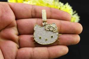 Top haute qualité Leb cultivé diamant pendentif mignon chat pendentif breloque bijoux 925 argent étincelant Kitty accessoire enfant bijoux - Product Image 5