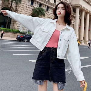 Abrigo vaquero blanco para mujer con decoración de botones, prendas de vestir exteriores holgadas para primavera, otoño, invierno, verano, Tops informales para estudiantes - Product Image 3