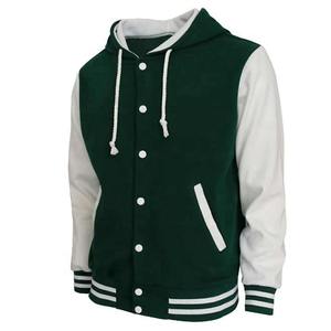 Chaqueta universitaria personalizada con capucha para hombre, chaqueta negra con parche para deportes escolares, chaquetas informales de béisbol de lana elástica de alta calidad, chaquetas OEM al por mayor - Product Image 4