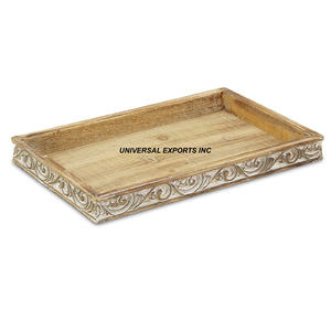 Bandeja de servicio de madera de mesa Diseñador Hecho a mano Venta al por mayor Plato de servicio Clásico Elegante Nueva bandeja de chocolate de madera - Product Image 1