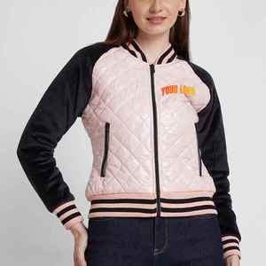 Chaqueta Bomber Universitaria de Lana para Mujer, Transpirable, de Algodón y Cuero, con Letras Bordadas en Chenilla - Product Image 4