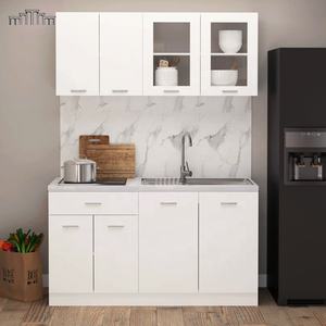 Mejoras para el hogar Diseño moderno Acabado de madera contrachapada de melamina Acabado de grano de madera y laca Gabinete de cocina sin manija - Product Image 5